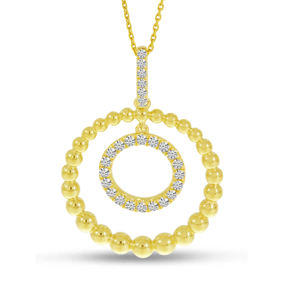 14K Yellow Gold 0.18ct. Diamond Beaded Sphere Dangle Pendant