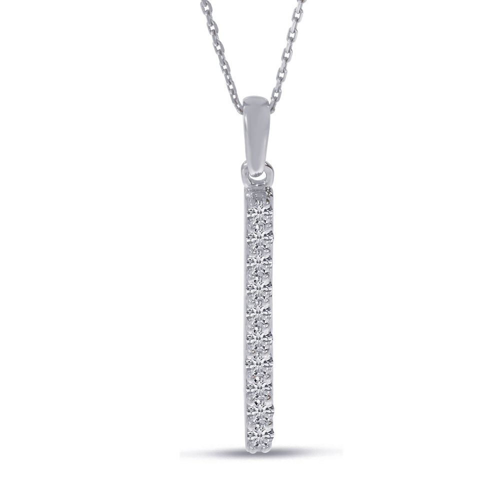 14K White Gold 0.15ct. Diamond Bar Pendant