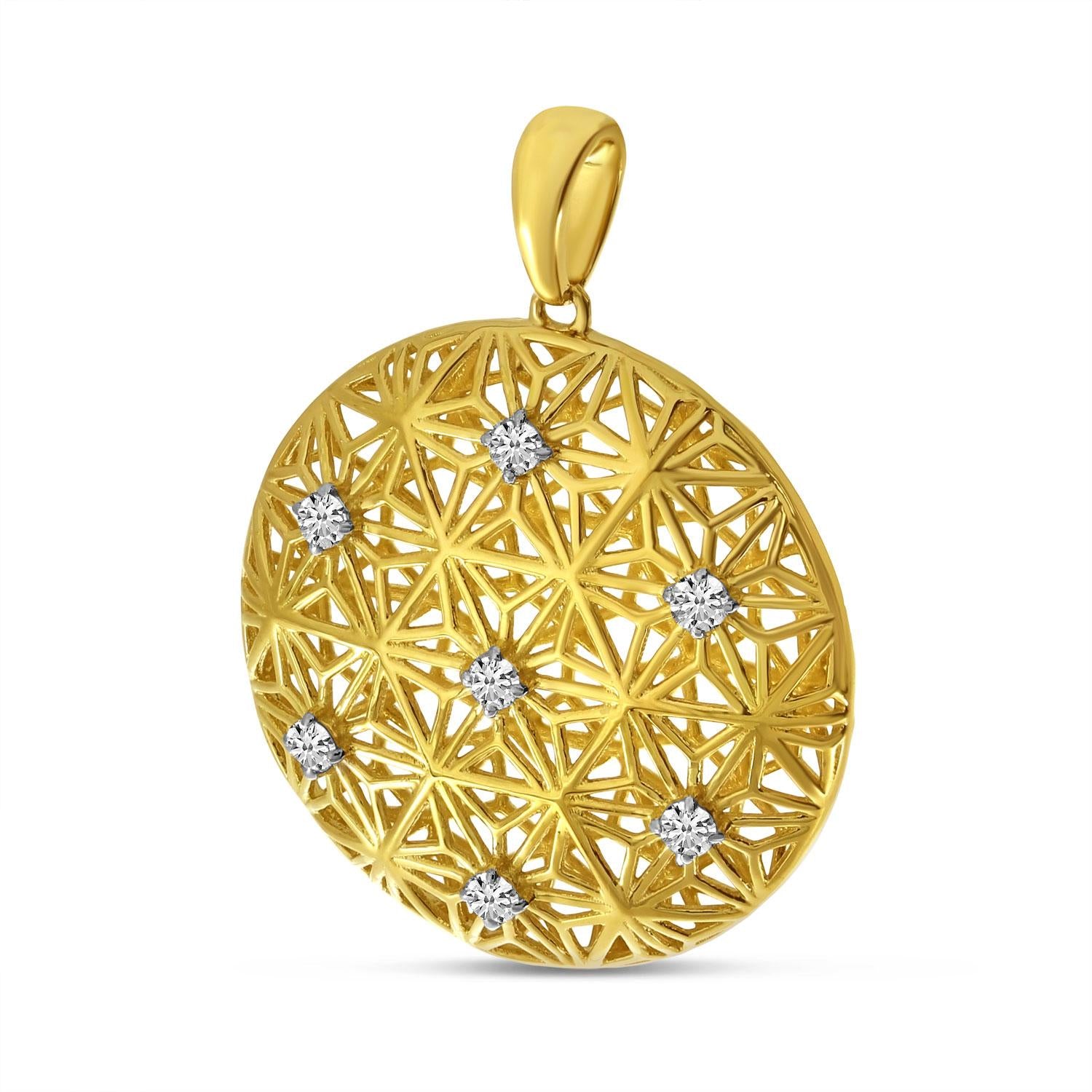 14K Yellow Gold 0.14cttw. Diamond Filigree Pendant