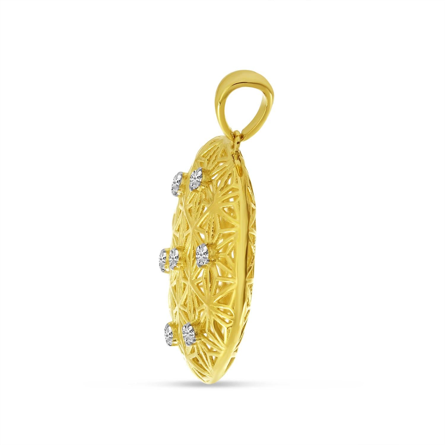 14K Yellow Gold 0.14cttw. Diamond Filigree Pendant