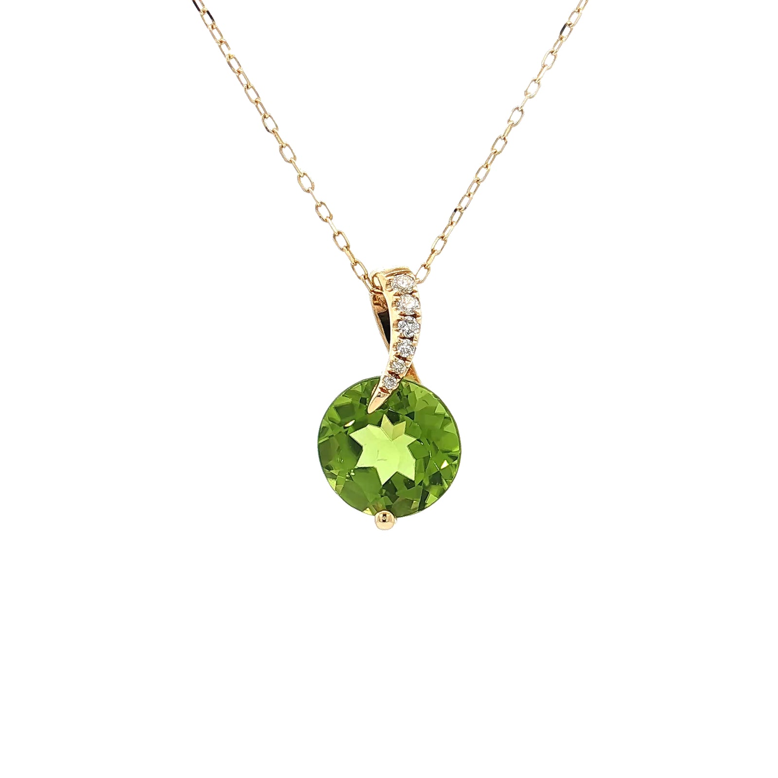 14K Yellow Gold Peridot & Diamond Accented Necklace