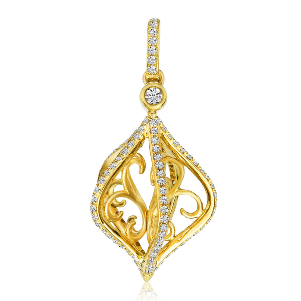 14K Yellow Gold 0.38ct. Diamond Cage Swirl Pendant
