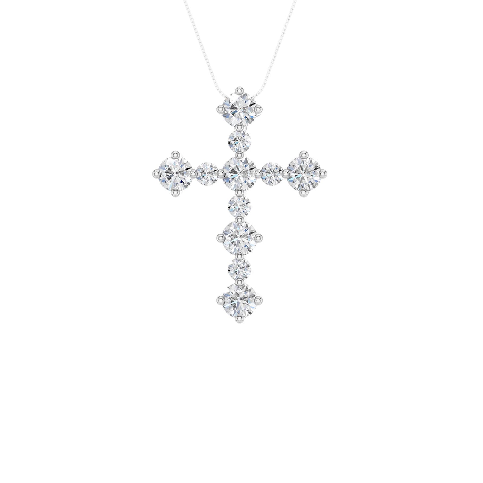 14K White Gold 0.75 ctw Lab Grown Diamond Cross Necklace