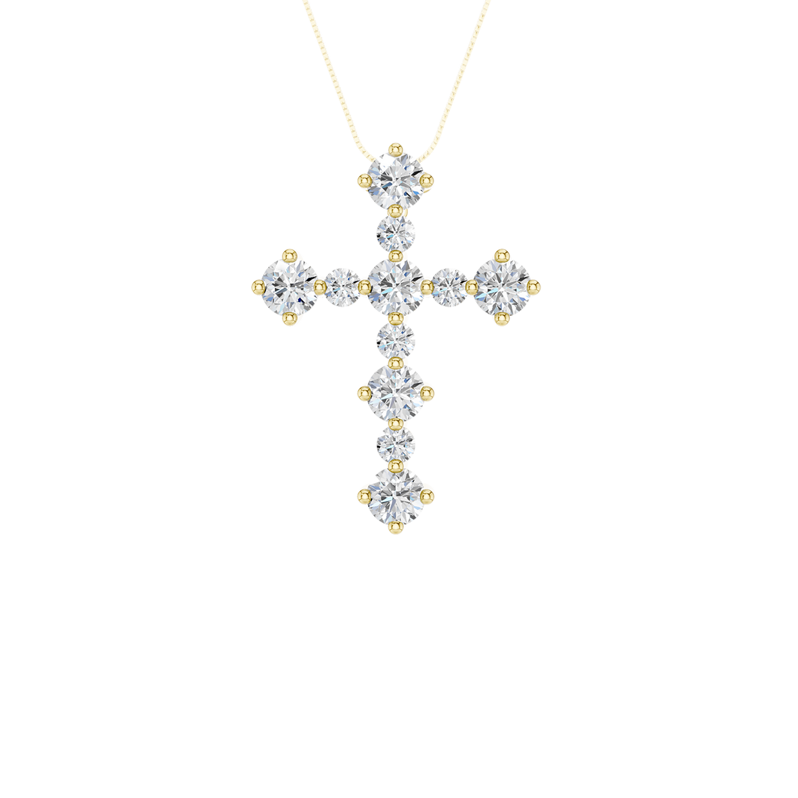 14K Yellow Gold 0.75 ctw Lab Grown Diamond Cross Pendant