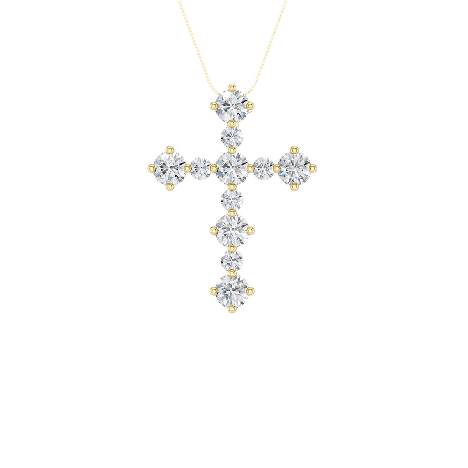 14K Yellow Gold 0.75 ctw Lab Grown Diamond Cross Pendant