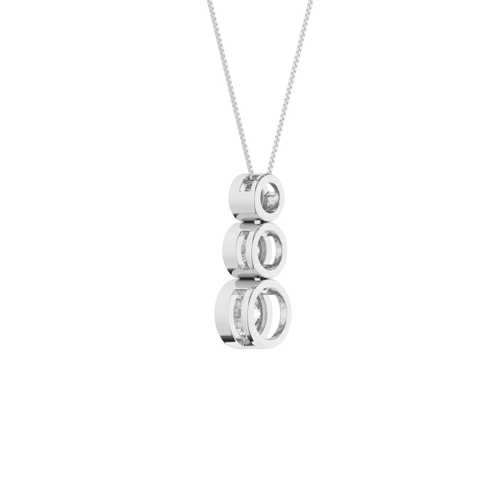 1 1/3 Carat Round Lab Grown Diamond 14K Gold Seamless Three Stone Graduated Drop  Necklace