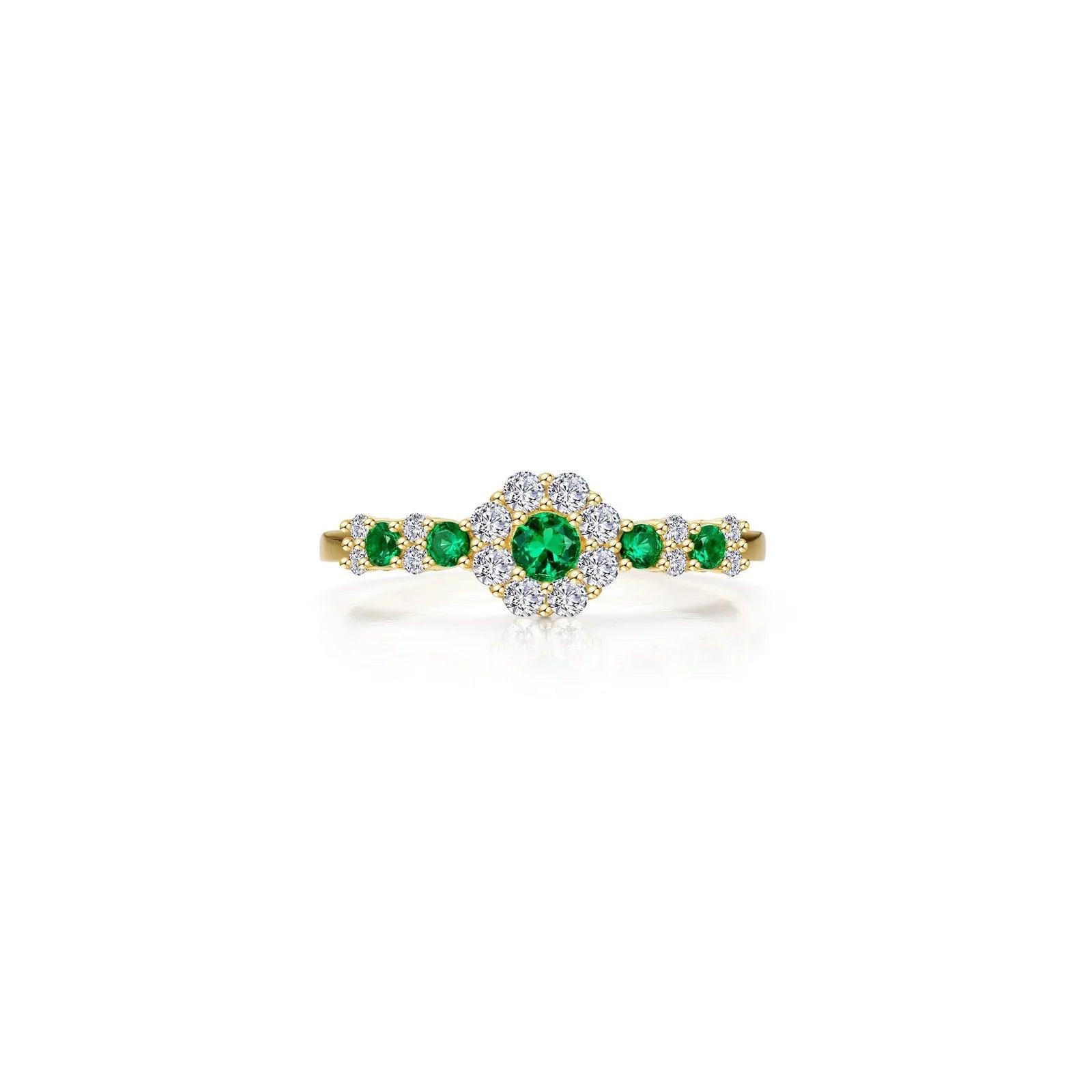 Lafonn Simulated Diamond & Emerald Halo Flower Ring R0535CEG
