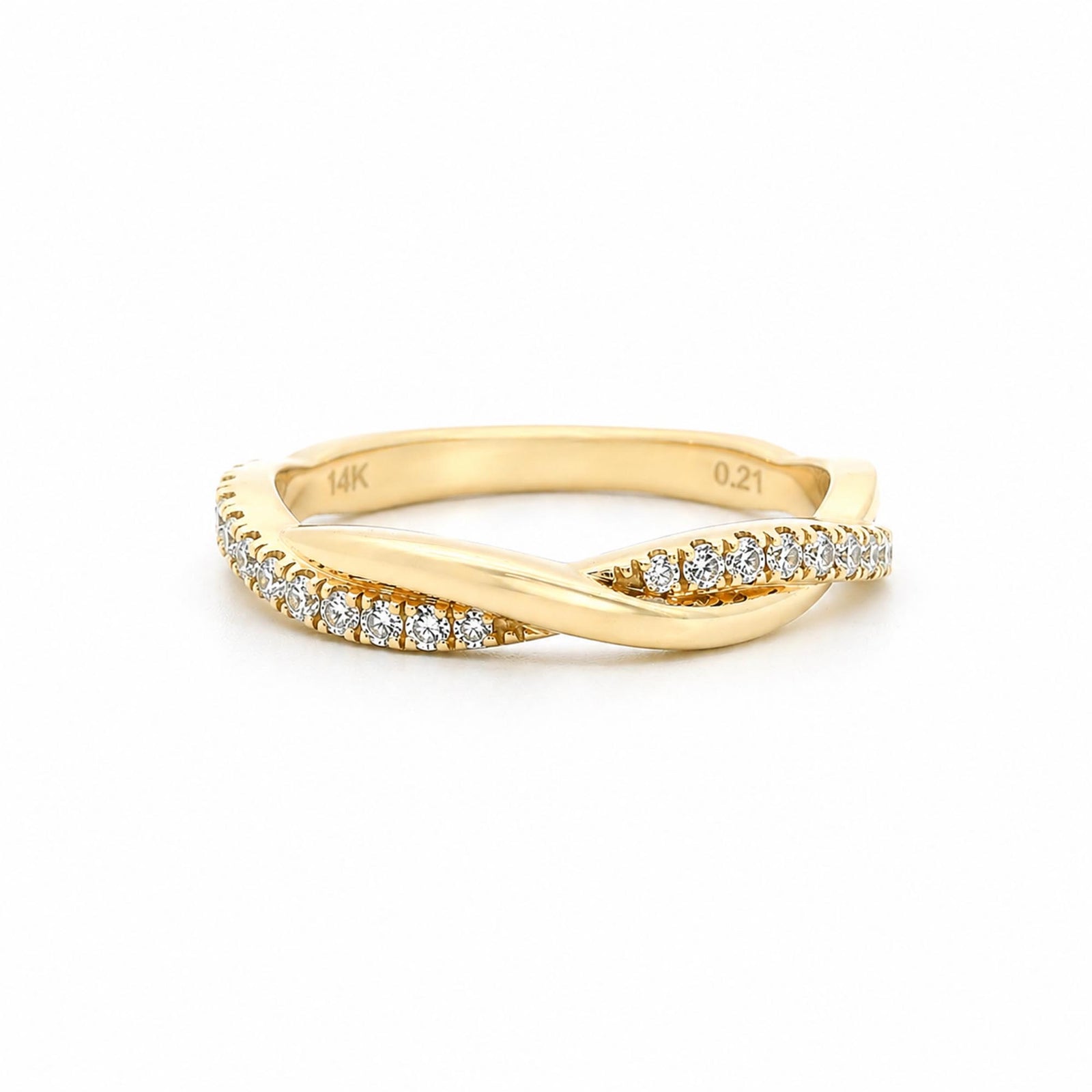14K Yellow Gold 0.21cttw. Diamond Twist Fashion Ring