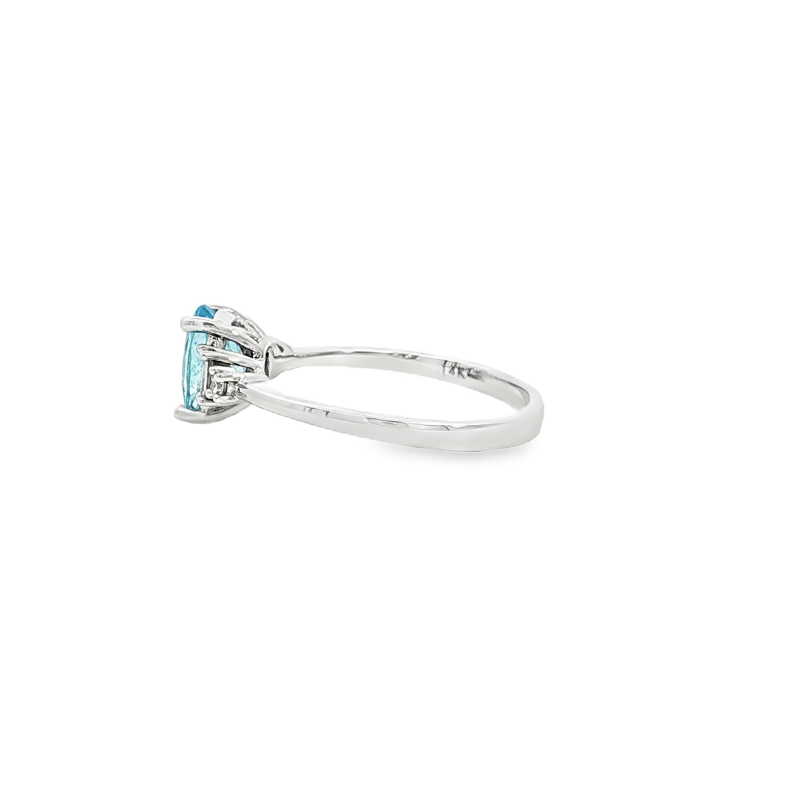 14K White Gold 1.03ct. Aquamarine & Diamond Fashion Ring