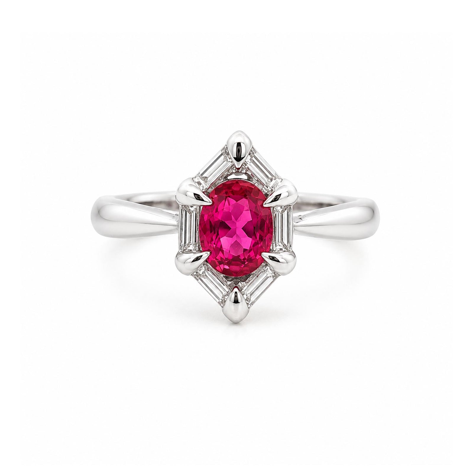 Platinum 0.72ct. Ruby & Diamond Halo Fashion Ring