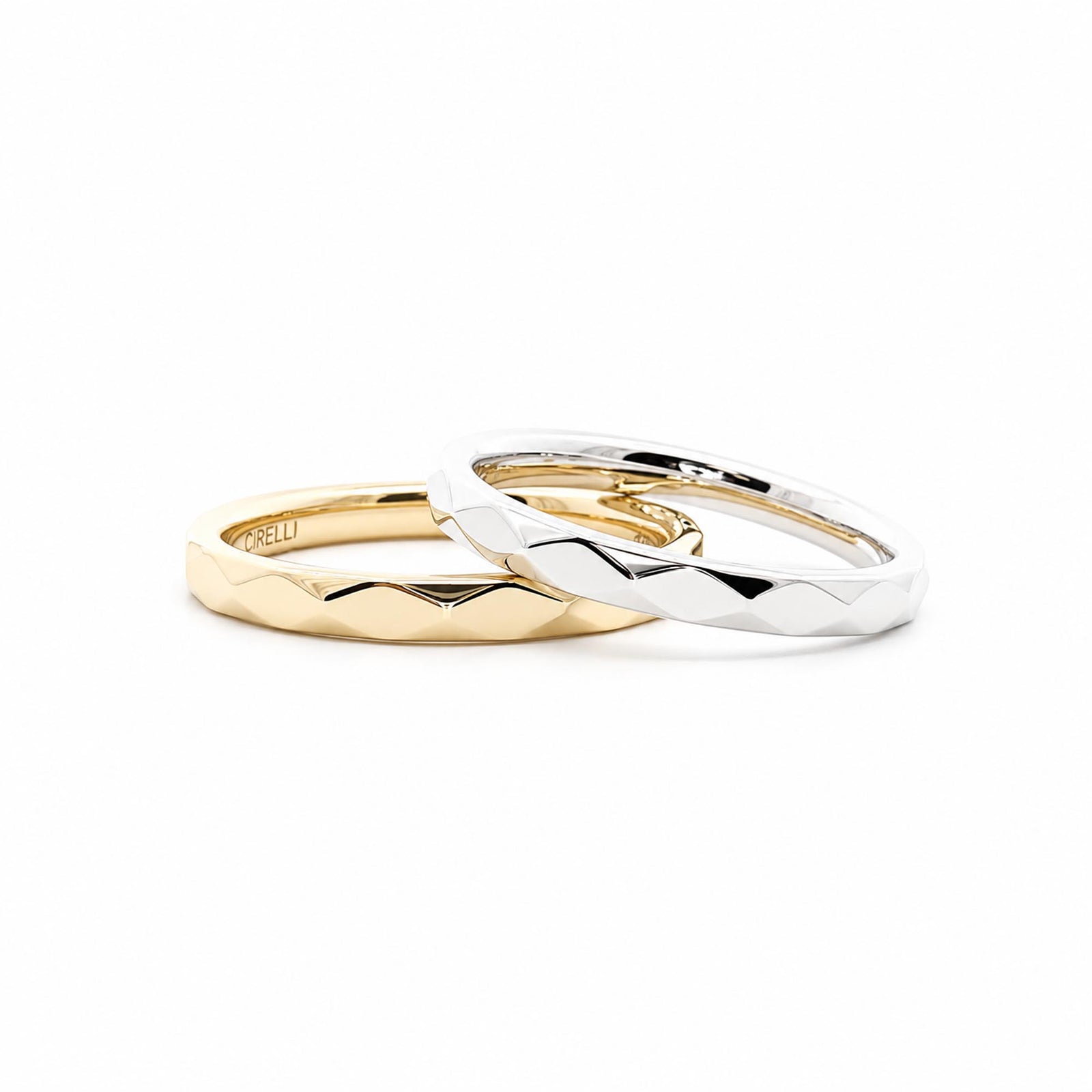14K Yellow Gold Faceted Geometric Stackable Fashion Ring
