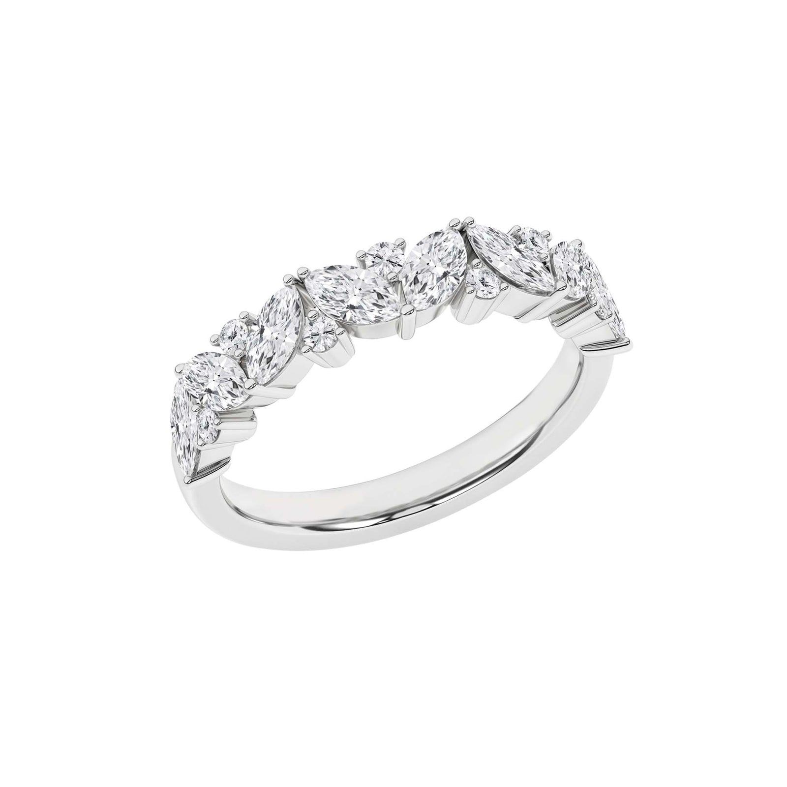 14K White Gold 1.00cttw. Marquise & Round Lab Grown Diamond Fashion Ring