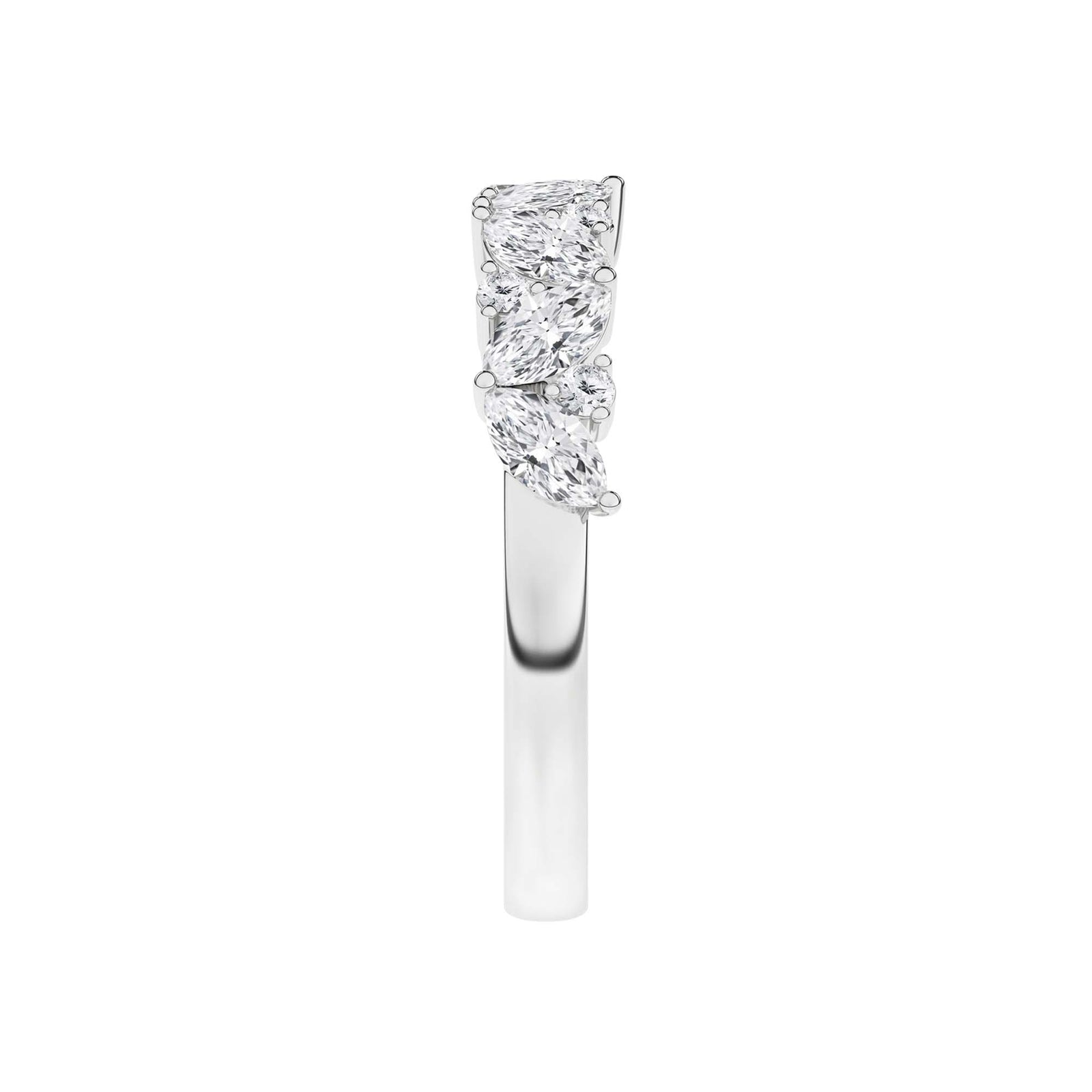 14K White Gold 1.00cttw. Marquise & Round Lab Grown Diamond Fashion Ring