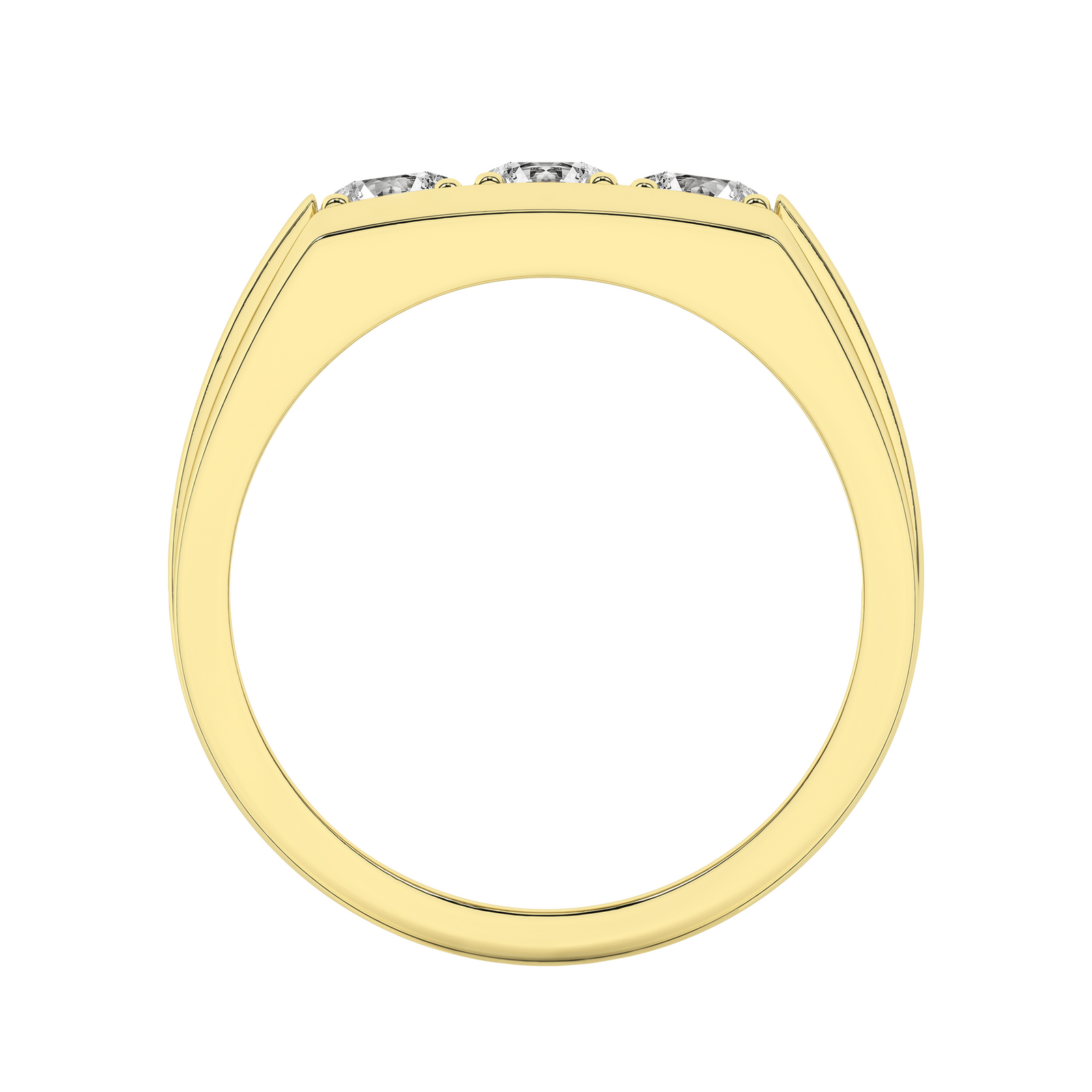 1 Carat Round Lab Grown Diamond 14K Gold Three Stone Band