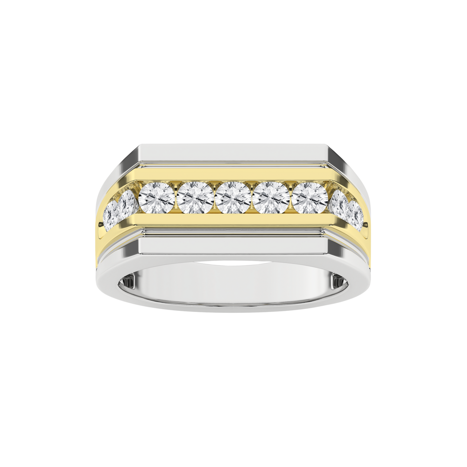 1 Carat Round Lab Grown Diamond 14K Gold Channel Set Band