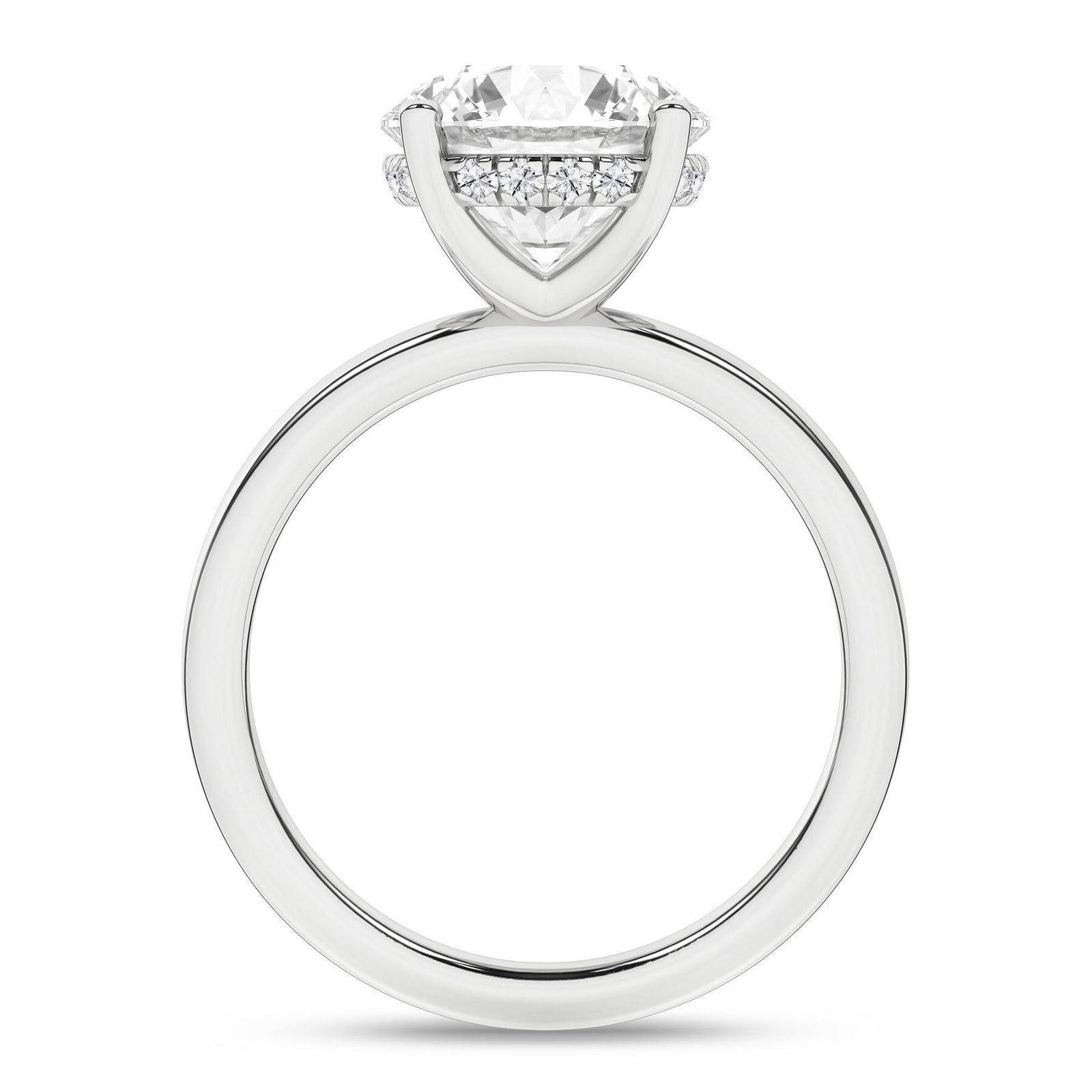 14K White Gold 2.60 Carat Round Brilliant Cut Lab Grown Diamond Solitaire Hidden Halo Engagement Ring