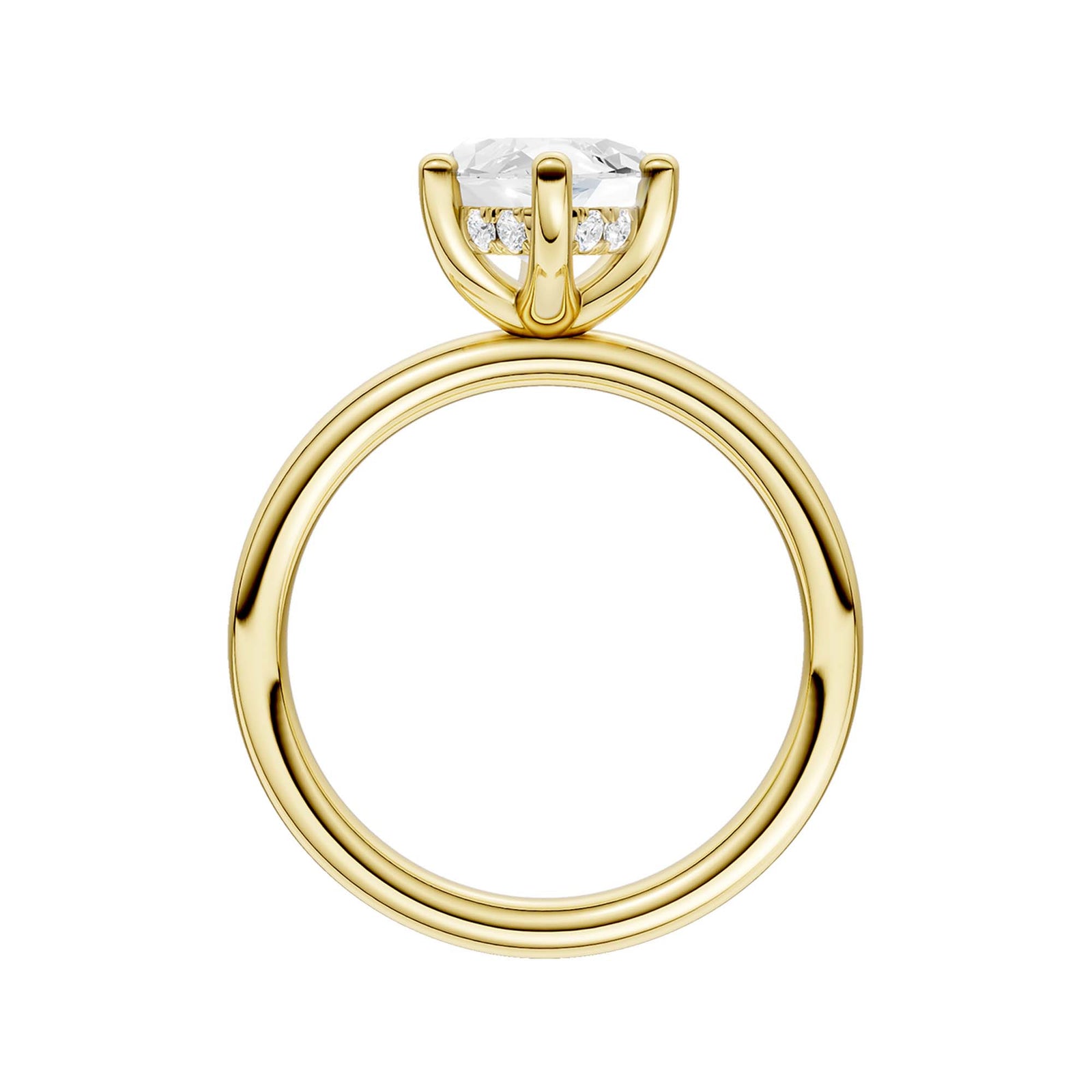 14K Yellow Gold 3.12 Carat Marquise Brilliant Cut Lab Grown Diamond Solitaire Hidden Halo Engagement Ring