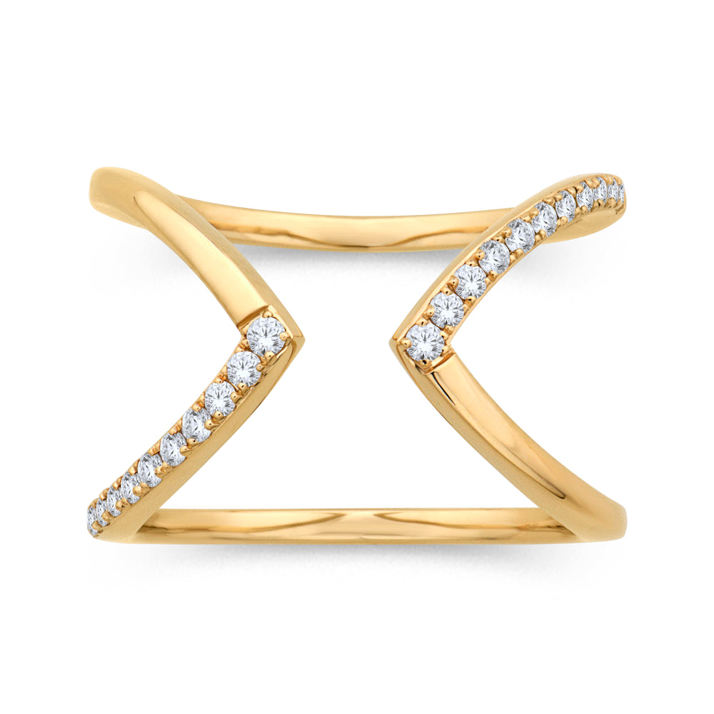 14K Yellow Gold 0.23cttw. Diamond Open Crossover Fashion Ring