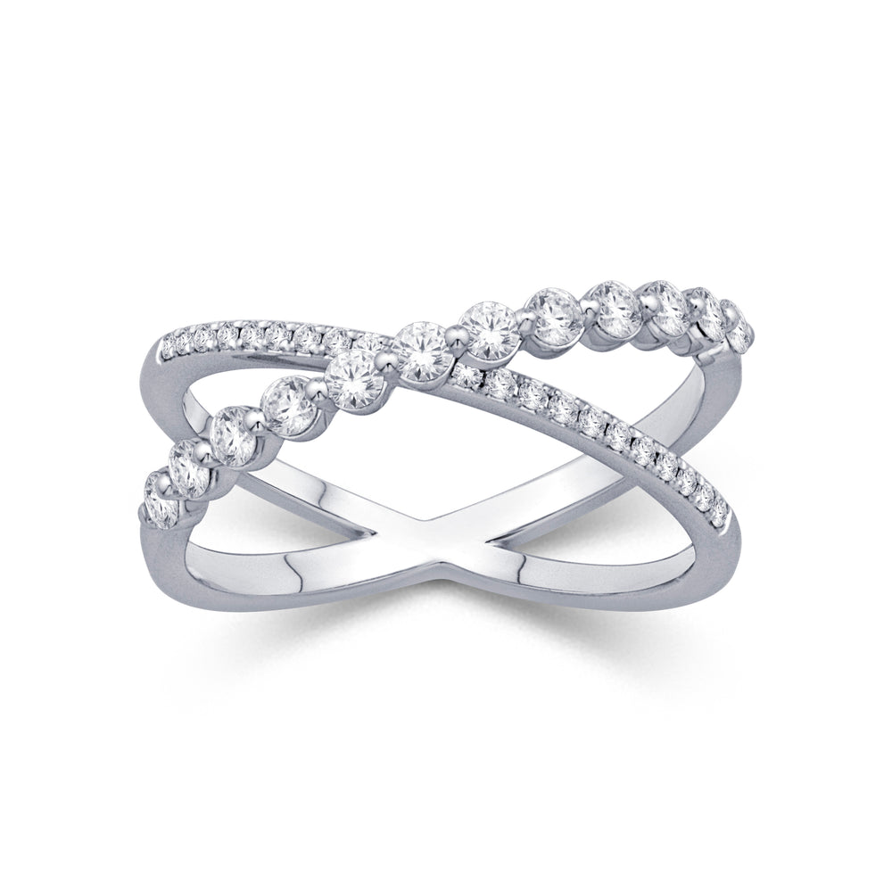 14K White Gold 0.46cttw. Diamond Crossover Fashion Ring