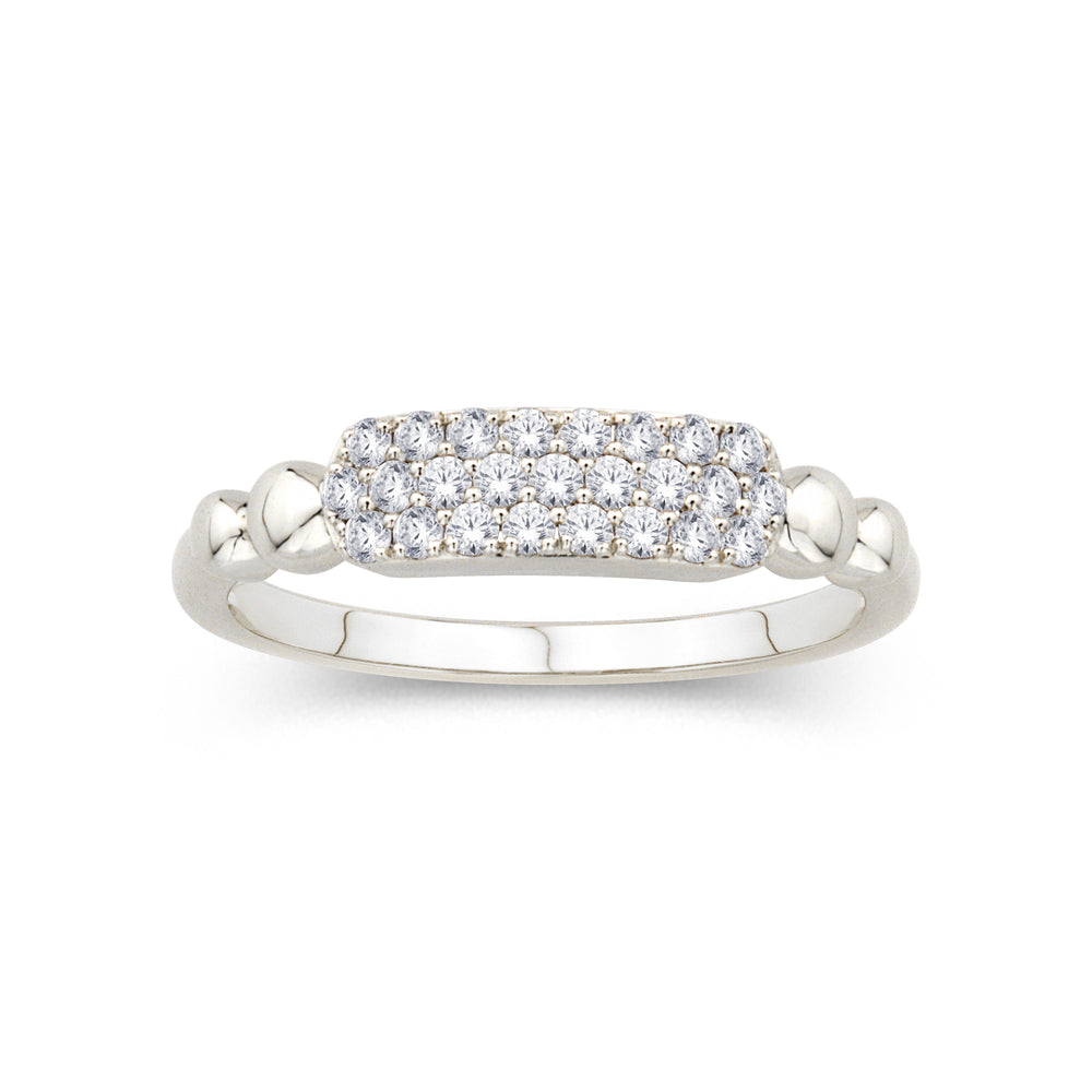 14K White Gold 0.28cttw. Diamond Pavé Top Fashion Ring