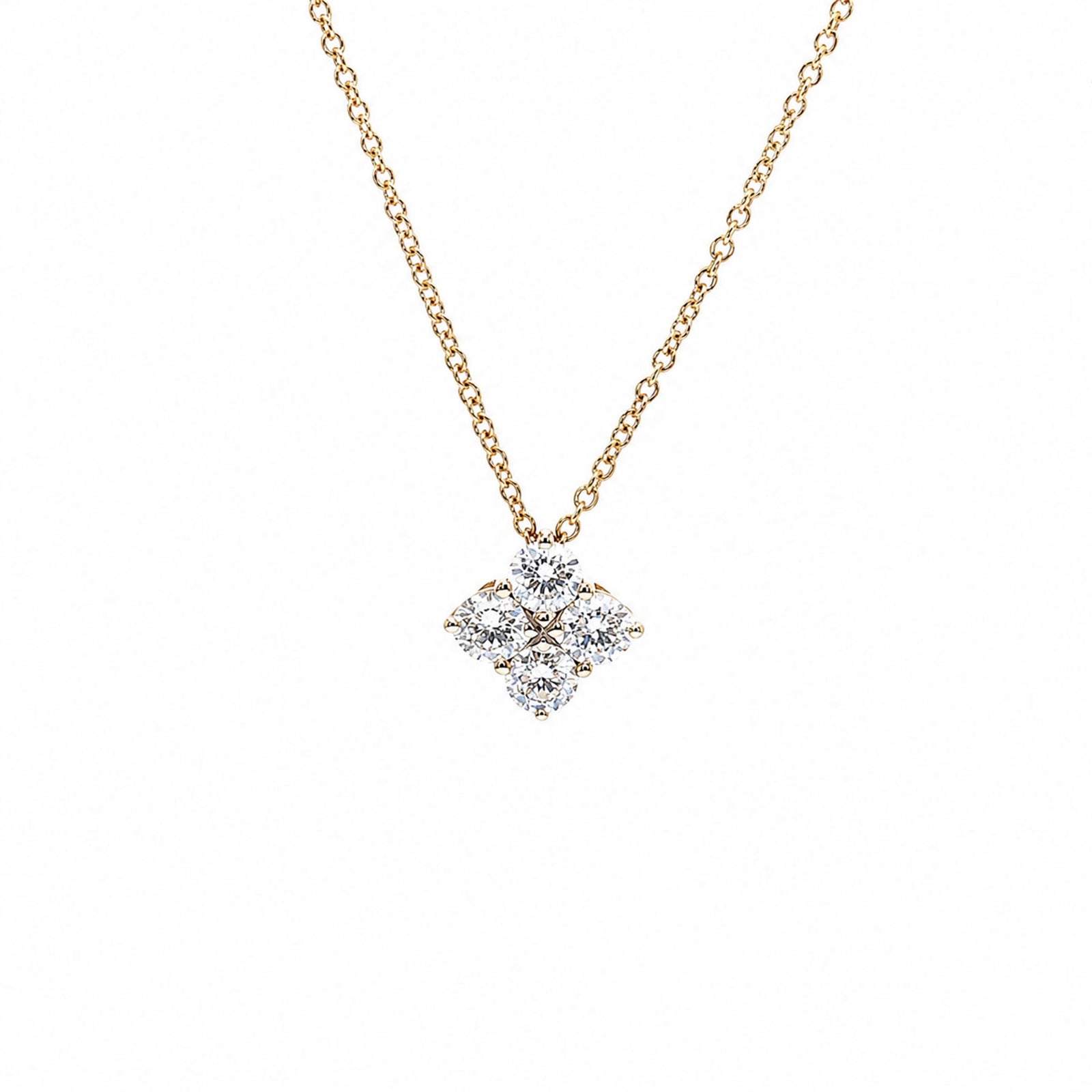 14K Yellow Gold 0.84cttw. Diamond Clover Slide Necklace