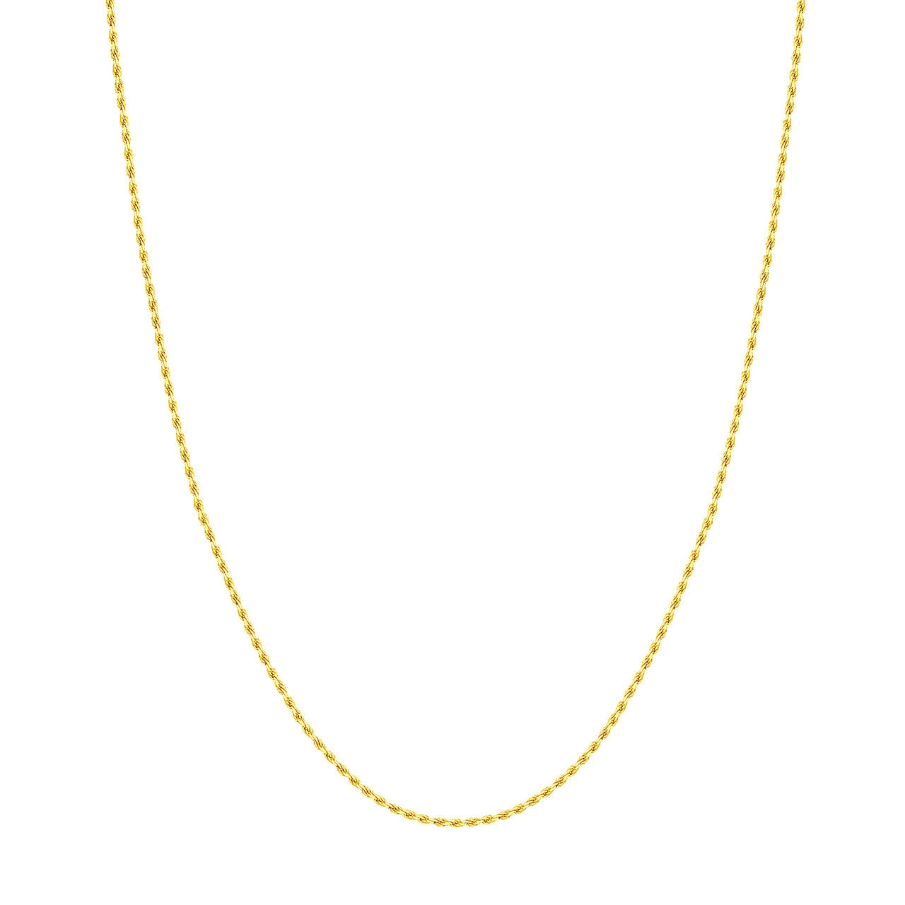 14K Yellow Gold 1.50mm Solid Diamond Cut Rope Chain with Lobster Lock