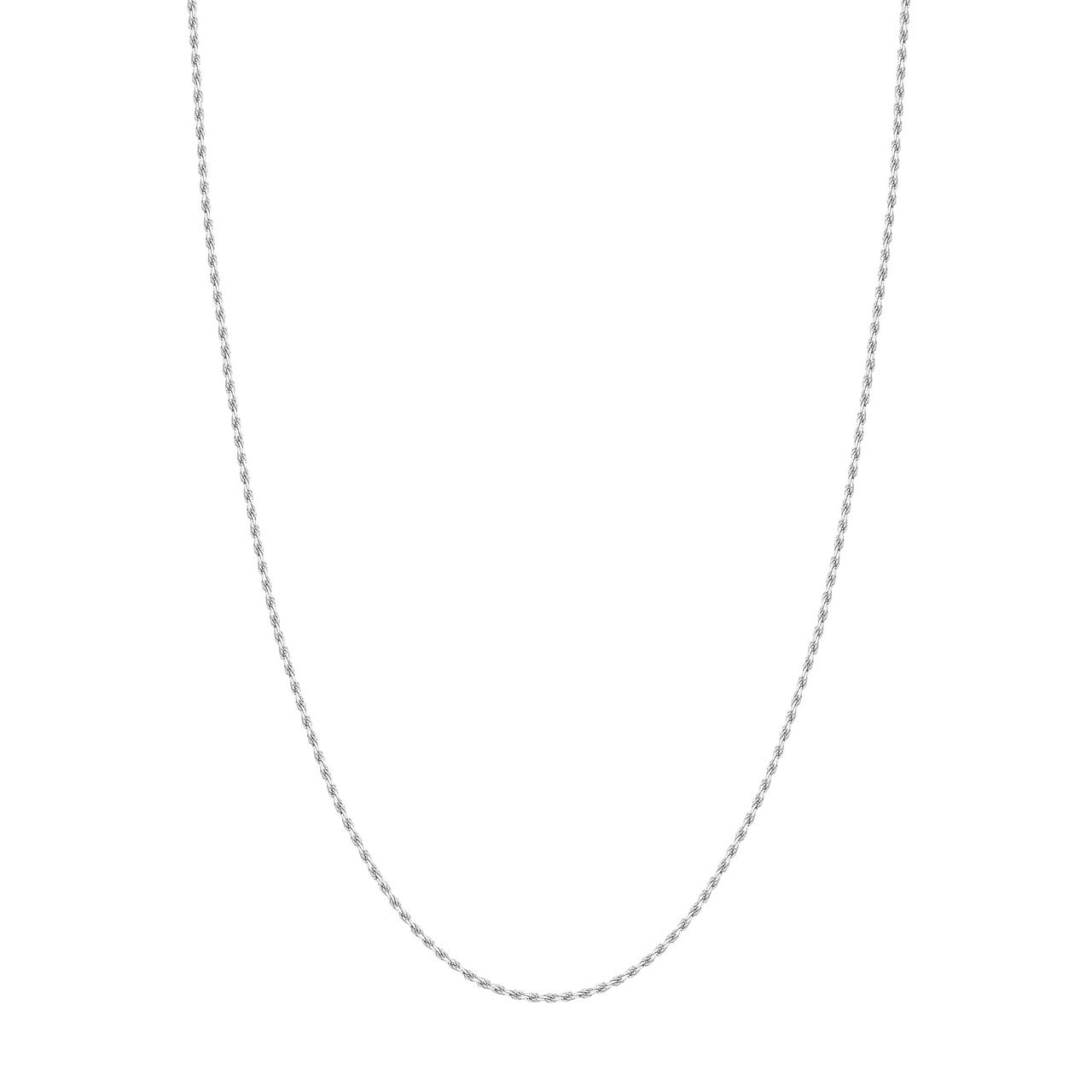 14K White Gold 1.75mm Solid Diamond Cut Rope Chain with Lobster Lock