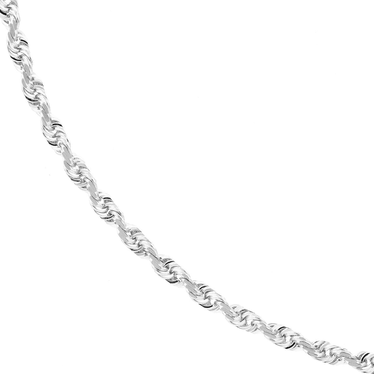 14K White Gold 2.75mm Solid Diamond Cut Rope Chain with Lobster Lock