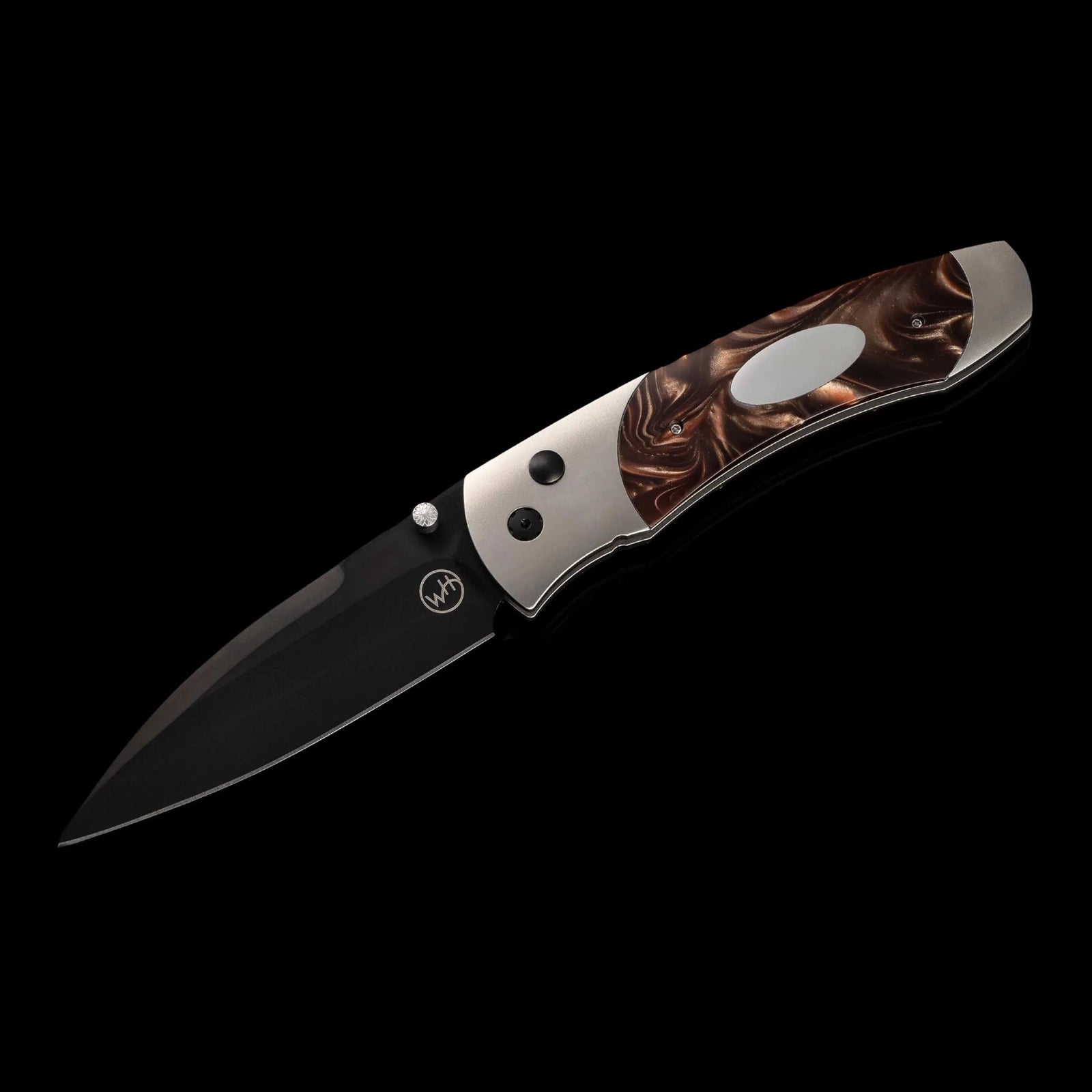 William Henry A300-3B - Acrylic Resin Inlaid Titanium Frame w/ DLC Stainless Steel Blade Folding Knife