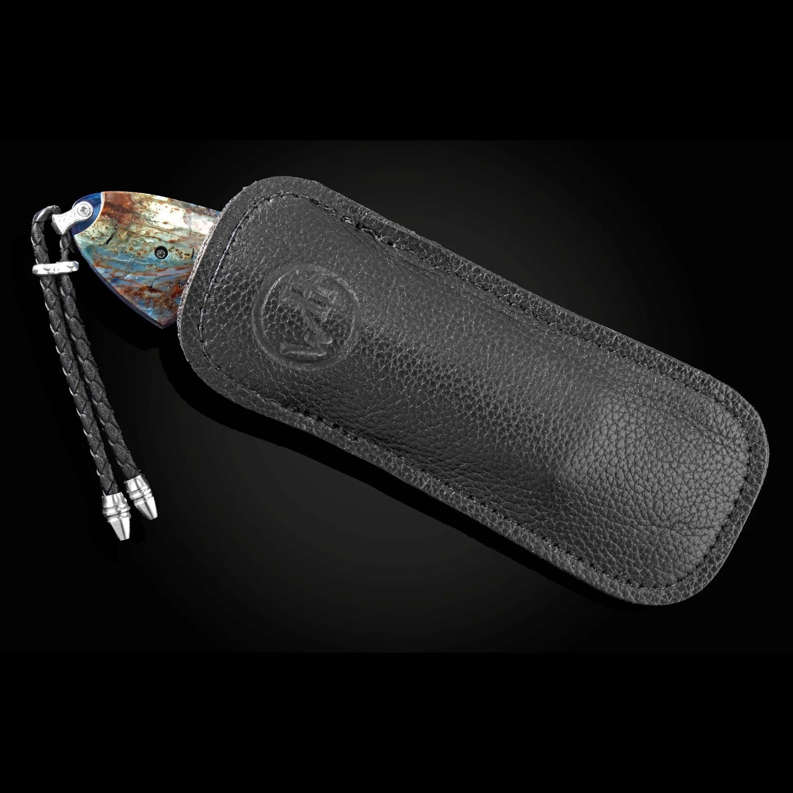 William Henry B12 Blue Mosaic - Woolly Mammoth Tusk Inlaid Titanium Frame w/ Hornets Nest Damascus Blade Folding Knife
