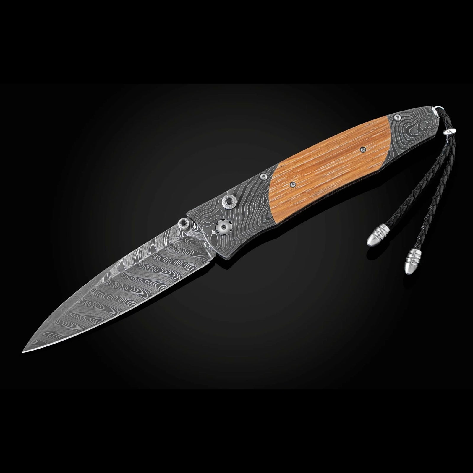 William Henry B30 Pappy Reserve - Pappy Bourbon Barrel Twist Damascus Frame w/ Boomerang Damascus Blade Folding Knife