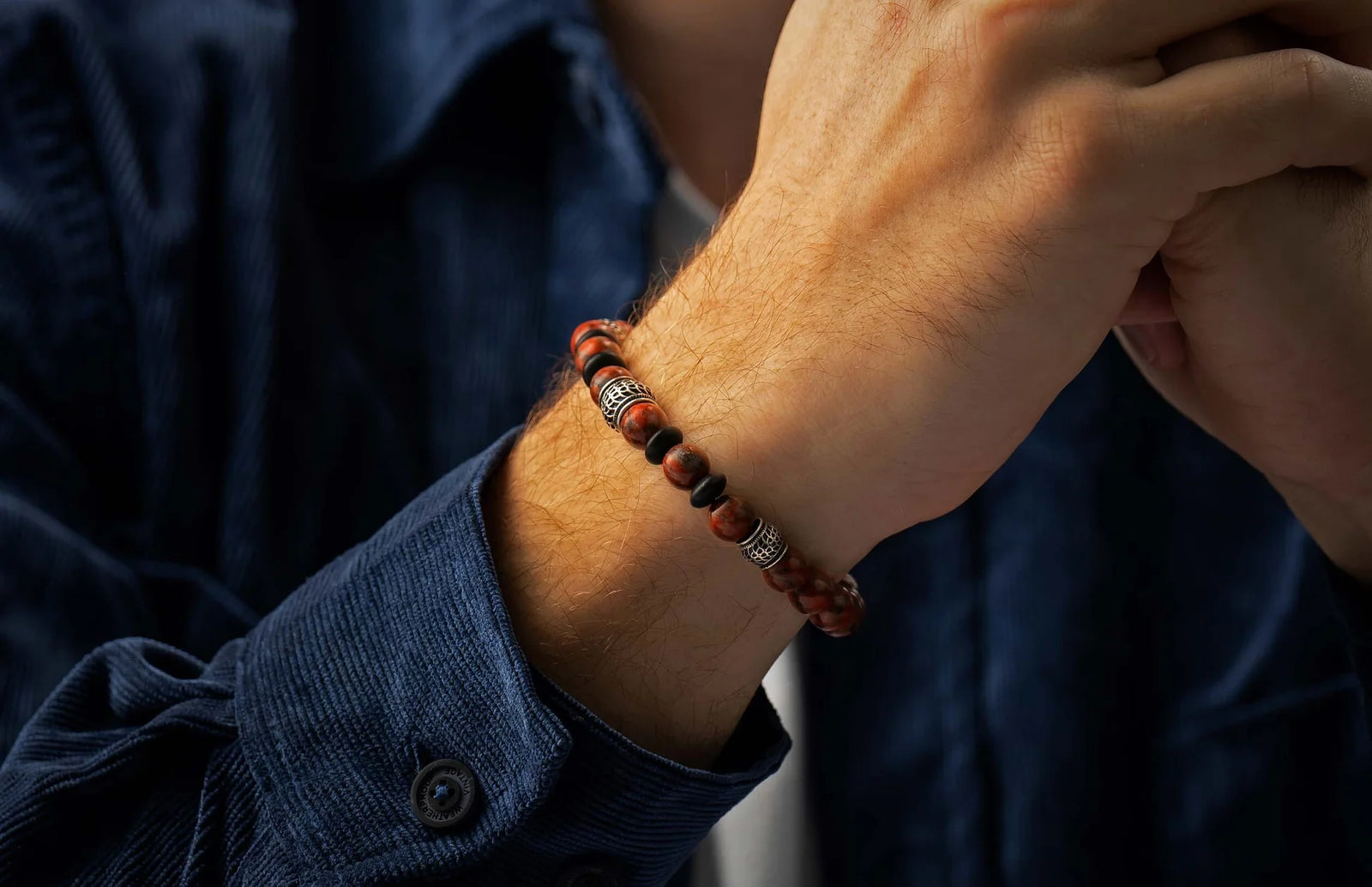 William Henry Newport Red Sesame Jasper Beaded Bracelet