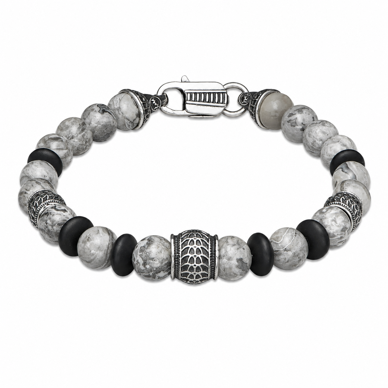 William Henry Newport Silver Agate Beaded Bracelet
