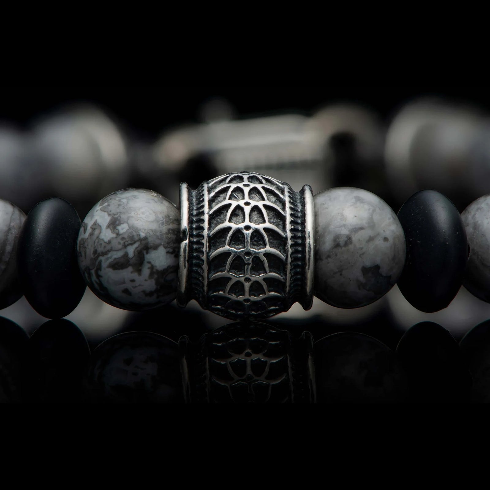 William Henry Newport Silver Agate Beaded Bracelet
