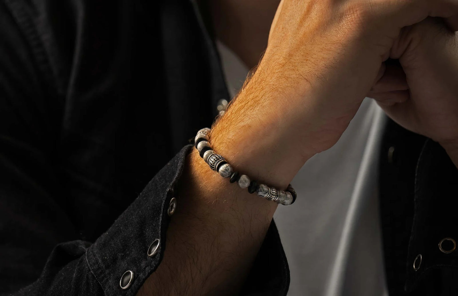 William Henry Newport Silver Agate Beaded Bracelet