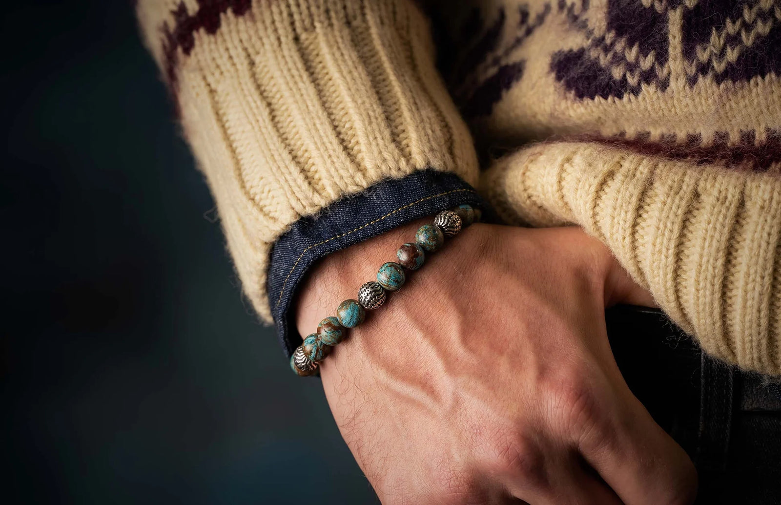 William Henry Seaside Blue Agate Beaded Bracelet