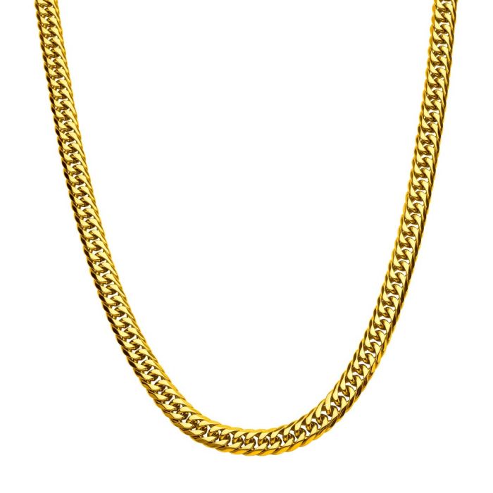 8mm 18K Gold Plated Stainless Steel Dome Curb Chain 24" NSTC0508G-24