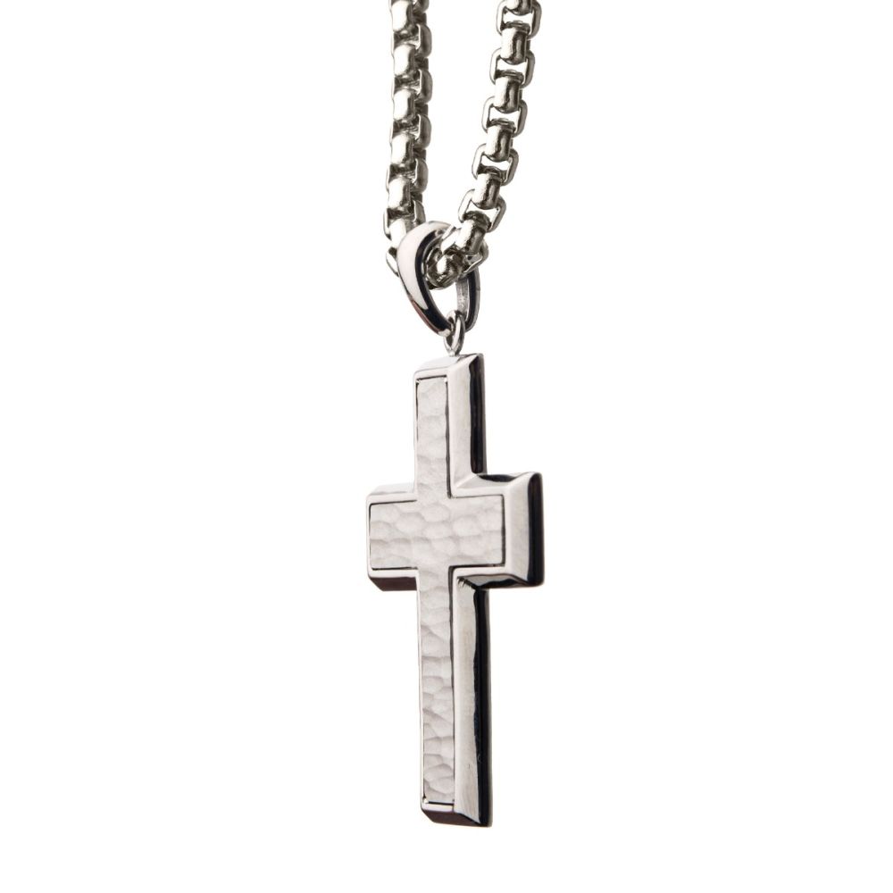 Stainless Steel Short Cross Pendant With Round Box Chain SSP22019NK