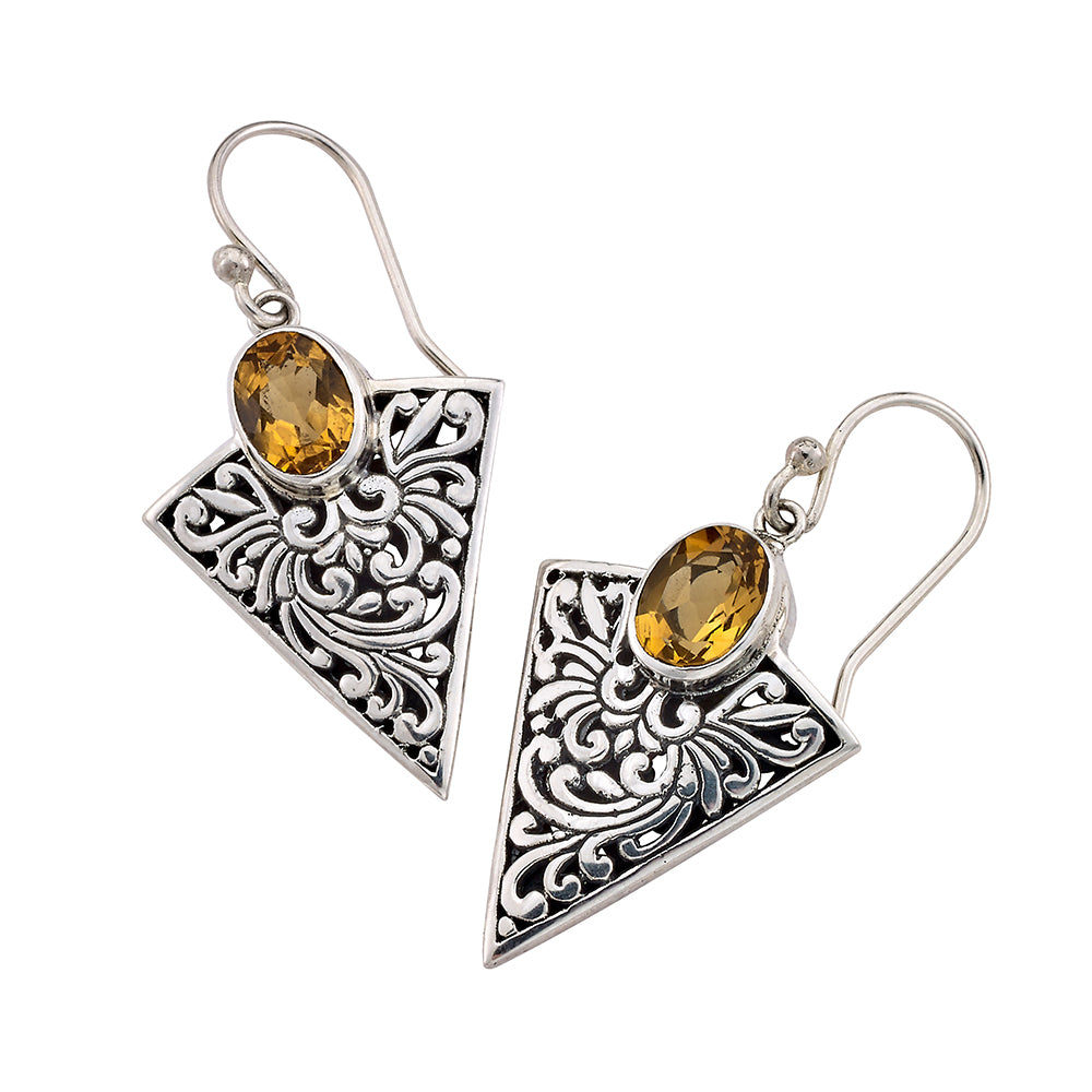 Samuel B. Arrowhead Citrine Sterling Silver Dangle Earrings