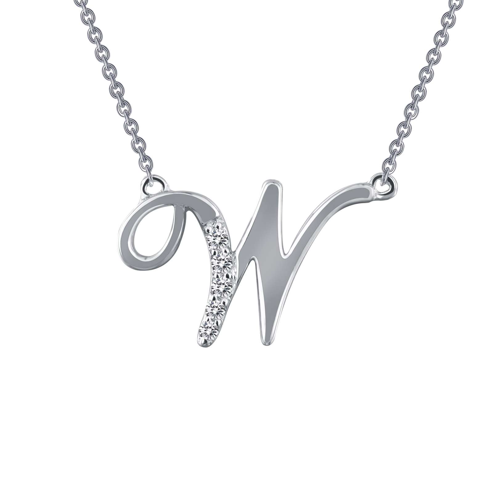 Lafonn Simulated Diamond Letter "W" Pendant Necklace 9N059CLP