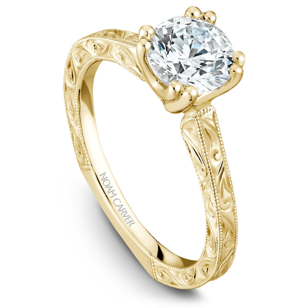 Noam Carver Hand Engraved Solitaire Engagement Ring B001-02EA