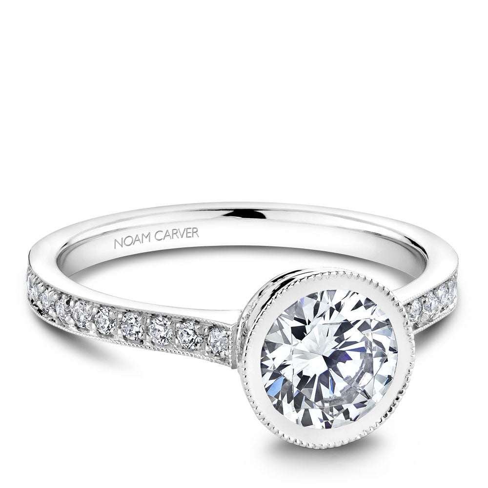 Noam Carver Micro Pavé with Bezel Diamond Top Engagement Ring B025-02A