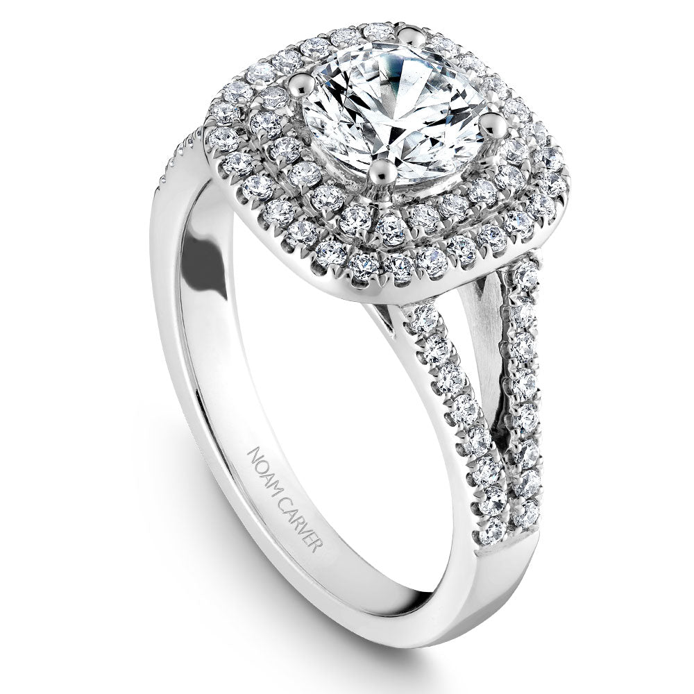Noam Carver Split Shank Double Halo Diamond Engagement Ring B035-01A