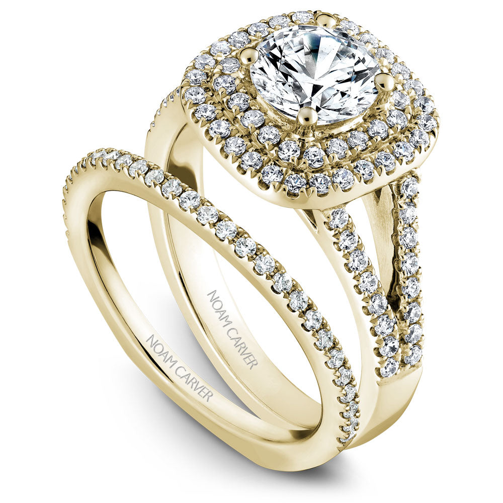 Noam Carver Split Shank Double Halo Diamond Engagement Ring B035-01A