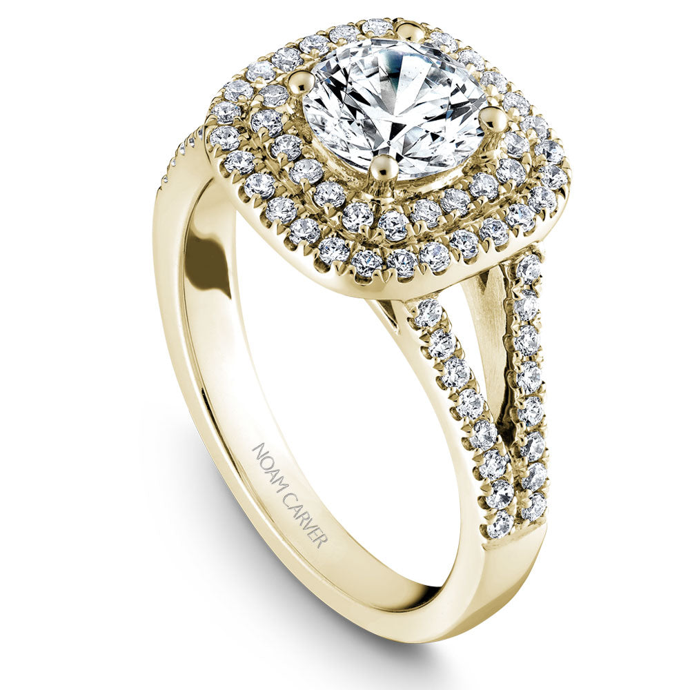 Noam Carver Split Shank Double Halo Diamond Engagement Ring B035-01A