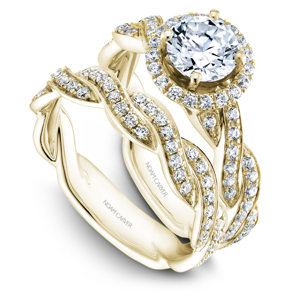 Noam Carver Twisted Shoulder Diamond Halo Engagement Ring B060-01A