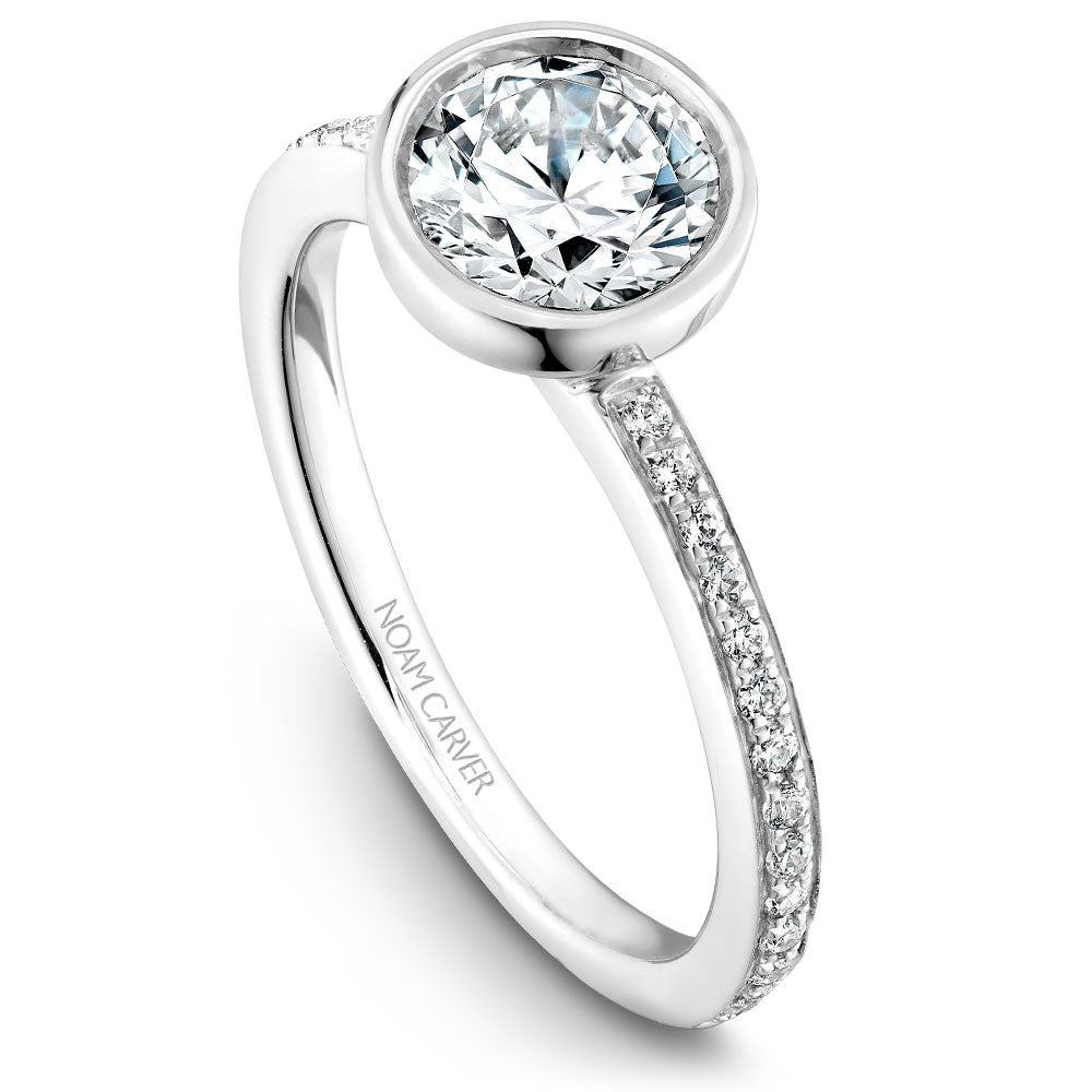 Noam Carver Bezel Top Micropavé Diamond Engagement Ring B095-02A