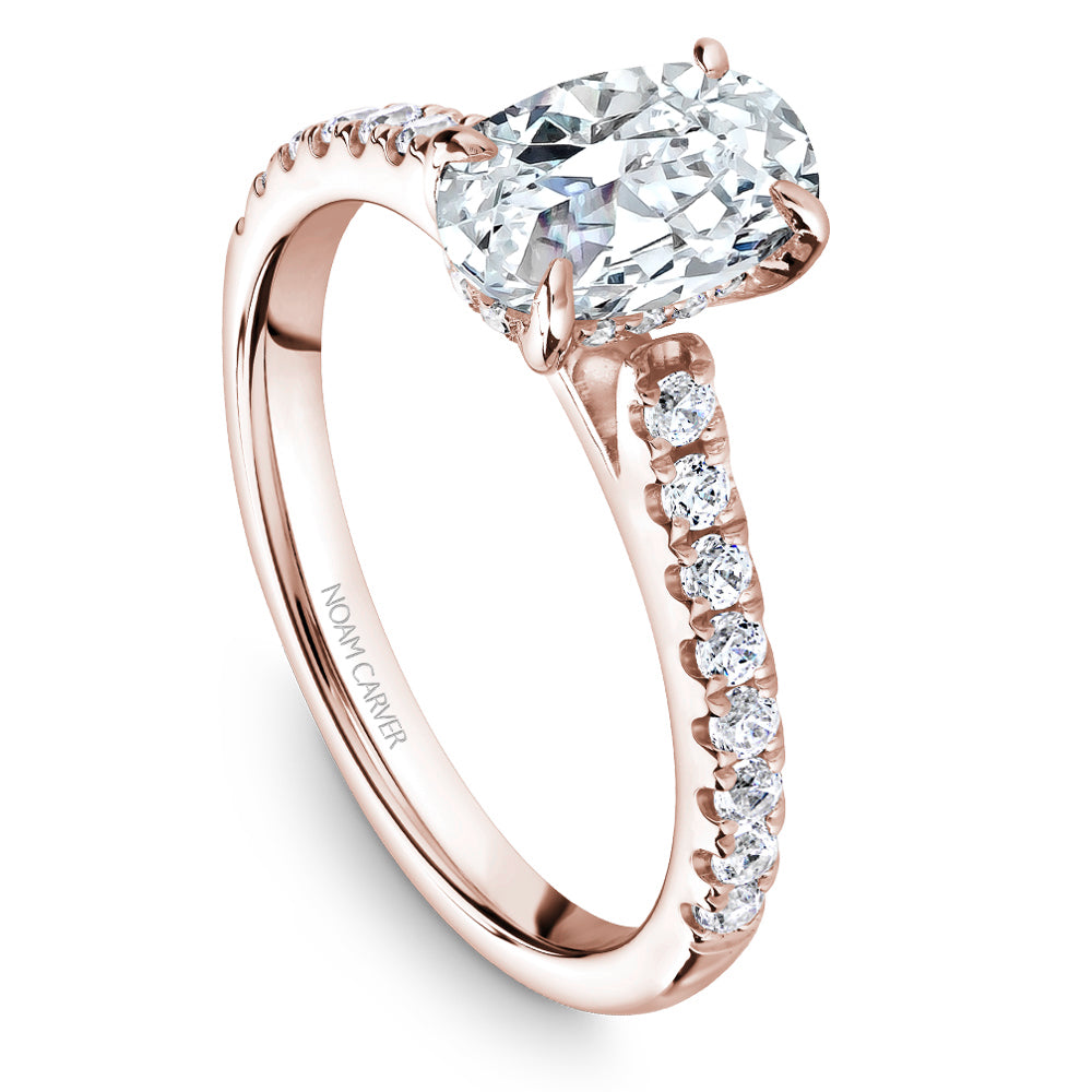 Noam Carver Oval Center Diamond Engagement Ring with Diamond Peek-A-Boo Halo B238-02A