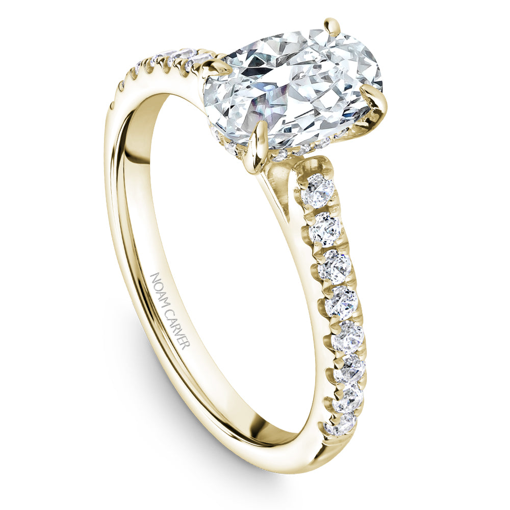 Noam Carver Oval Center Diamond Engagement Ring with Diamond Peek-A-Boo Halo B238-02A