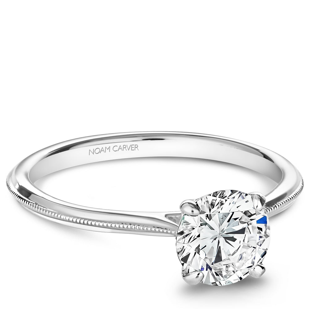 Noam Carver Classic Solitaire with Milgrain Accent Engagement Ring B247-01A